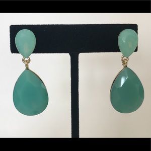 Opal Mint Green Tear Drop Dangle Earrings New